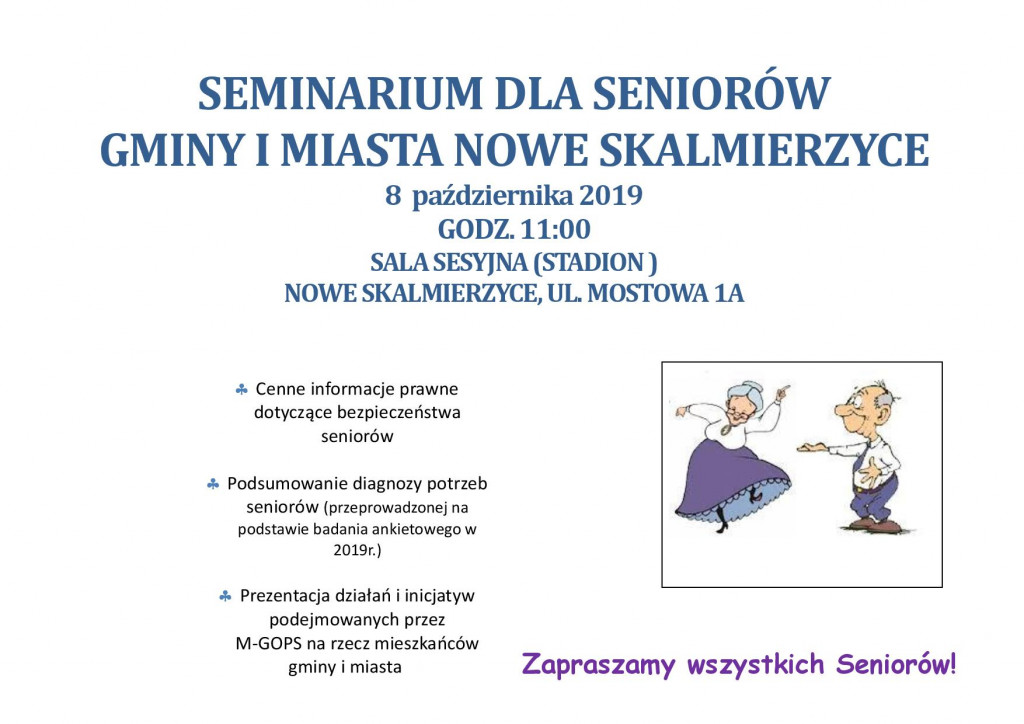 Seminarium dla seniorów - 8 października